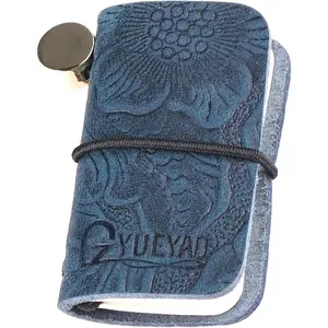 Ultra Mini Leather Notebook - 1.2"x1.9"   Pocket Journal, Refillable 64 Pages Travel Diary,  Small Notepad with Lanyard for EDC Daily Writing
