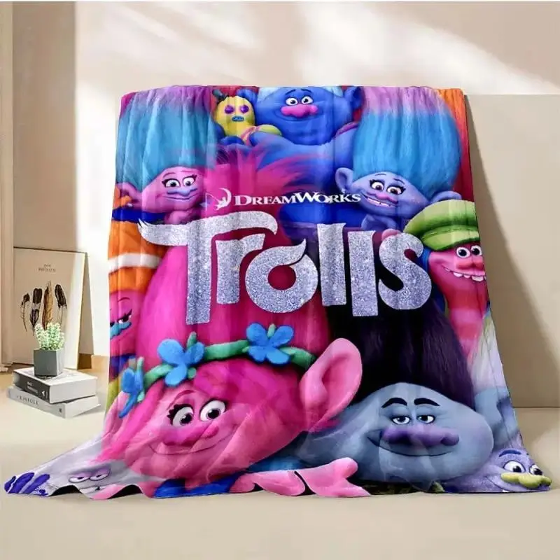 Trolls Band Together Poppy & Branch Style Ultra-Soft Fluffy Flannel King-Size Blanket, Cozy Warm Throw Cover for Bedroom Couch, 150 [Unit Missing] Christmas Gift for Kids Fans, Ideal for Child Watch Parties