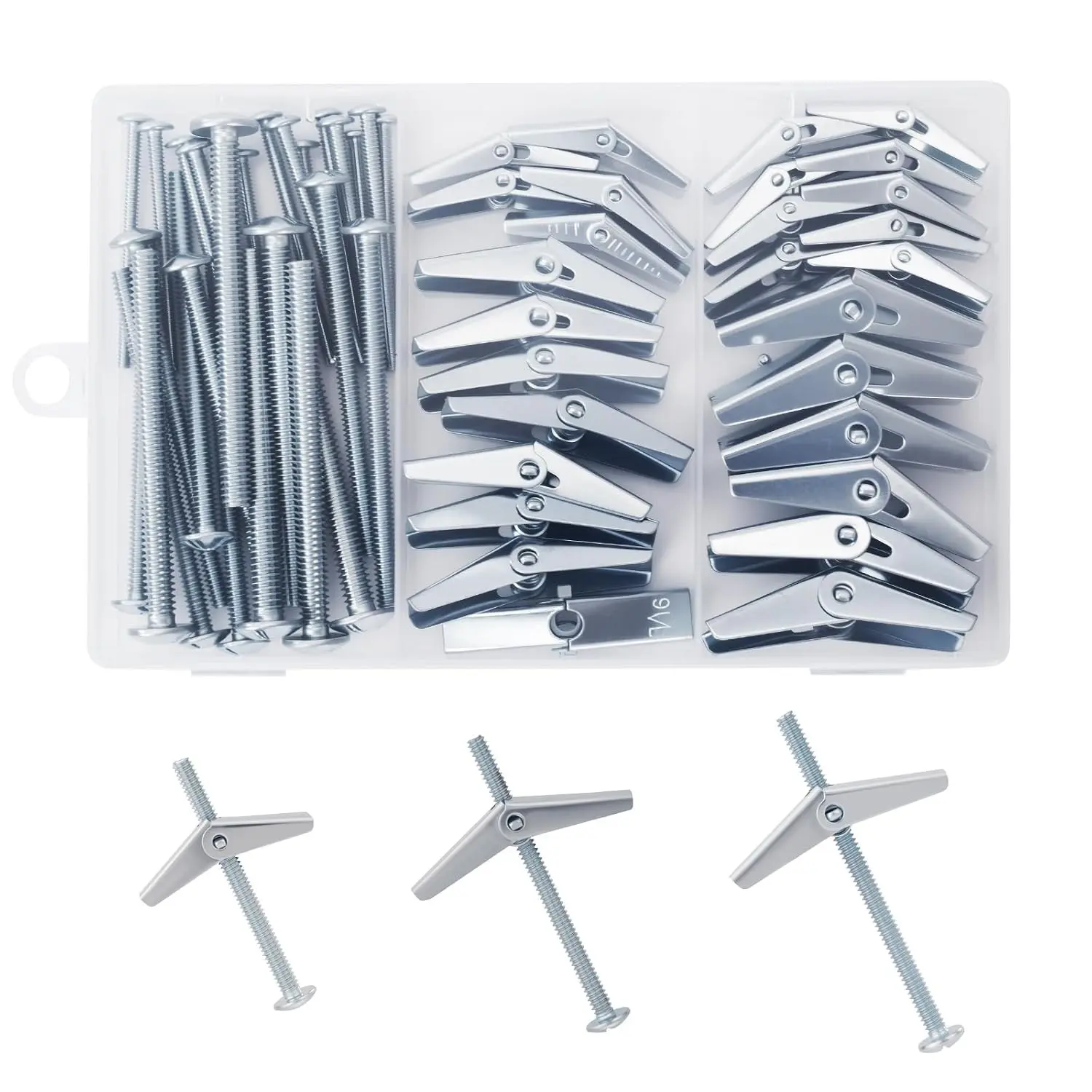 28PCS Heavy Duty Toggle Bolts with Wing Nuts, 3 Sizes (1/4" 3/16" 1/8") Butterfly Anchors for Drywall Ceiling, Hanging Shelves & Heavy Fixtures, Metal Drywall Anchor and Screws KitGift