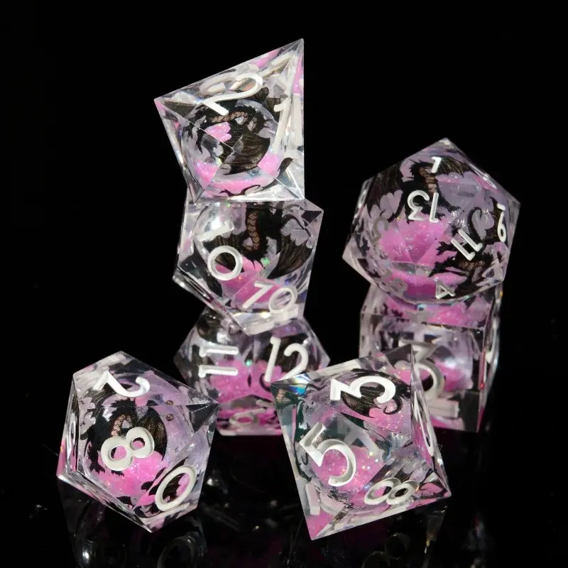 7 Piece Dragon Resin Dice Set, Compatible with D&d, Coc, Mtg Role-Playing Games, Perfect for Tabletop Gaming Enthusiasts