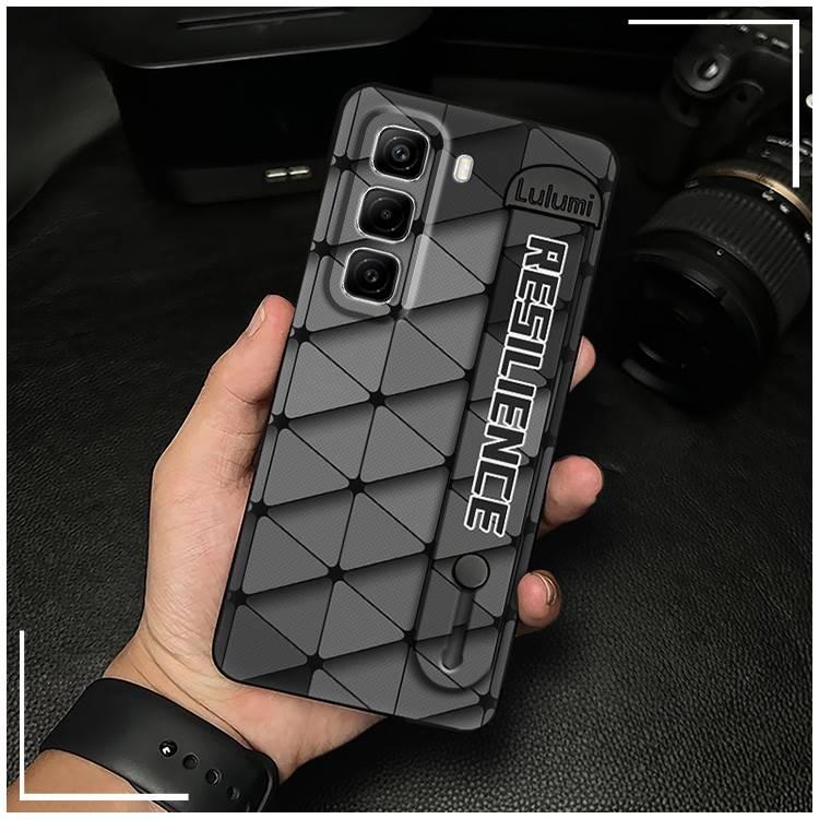 Dirt-resistant Back Cover Phone Case For infinix Hot50 Pro/X6881 Shockproof commerce Plain color masculine Anti-dust geometry Fashion Design simple Phone Holder Waterproof Durable