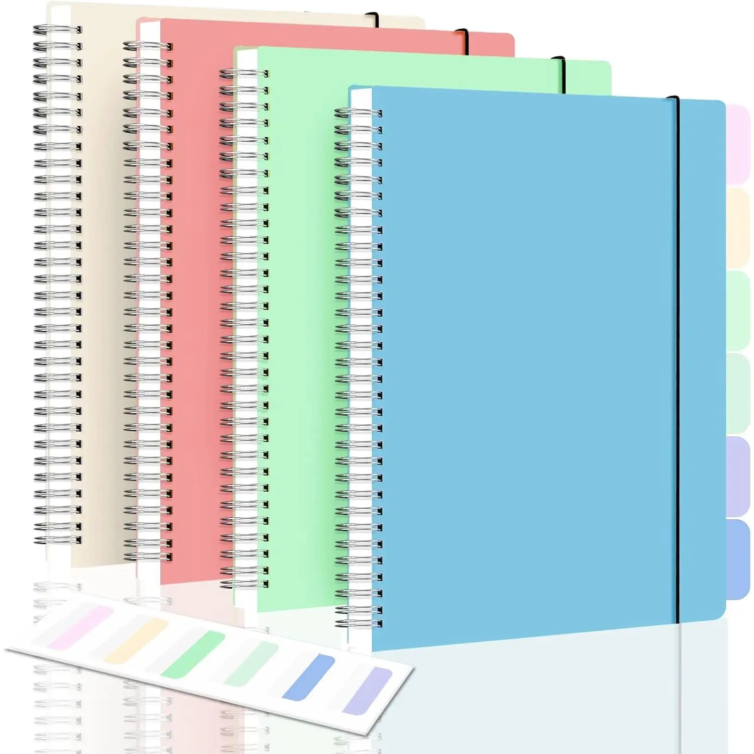 Graph Paper Notebook, Spiral Notebook, Large B5 Graph Notebook Journal, 8" x 10" Graphing Grid Notebooks for Lab, Engineering, Math, School, Work, 24 count Index Tabs,  Pastel, 5 Squares/Inch