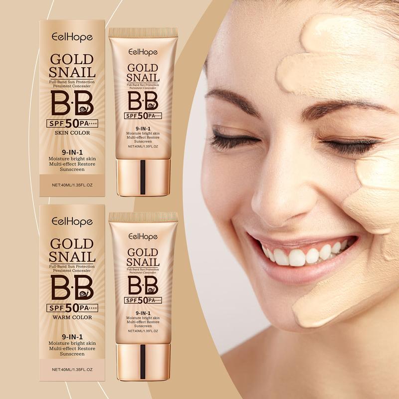 2PCS Eelhope Gold Snail Protective Bb Cream, Moisturizing Concealer Skin Tone Natural Color Waterproof, Sweat Resistant And Makeup Free12
