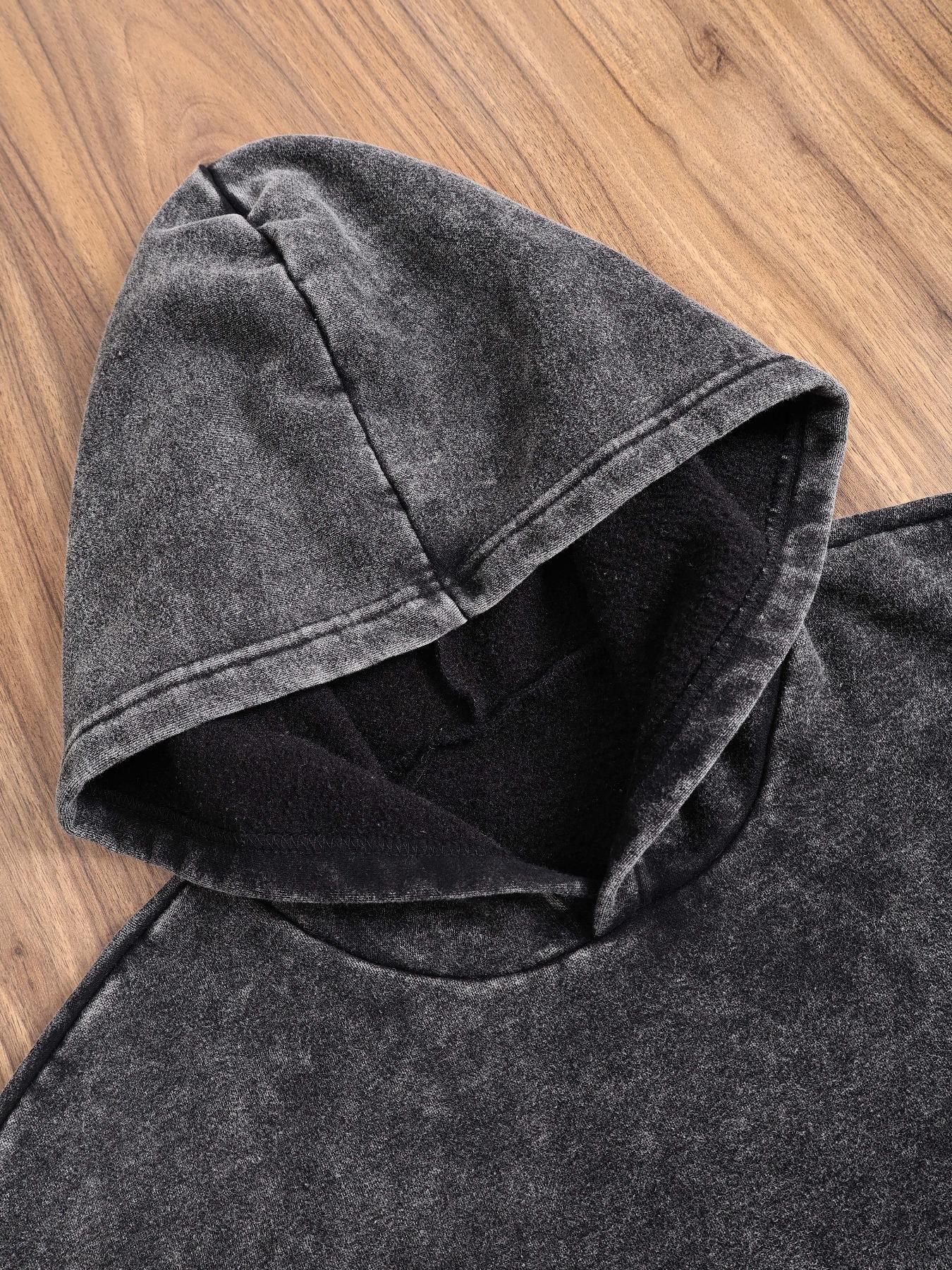 Heavy metal concert youngboy never broke again cotton men's street retro style washed hooded sweatshirt fashionable trendy casual men's tops, men's long sleeve plus velvet autumn and winter style