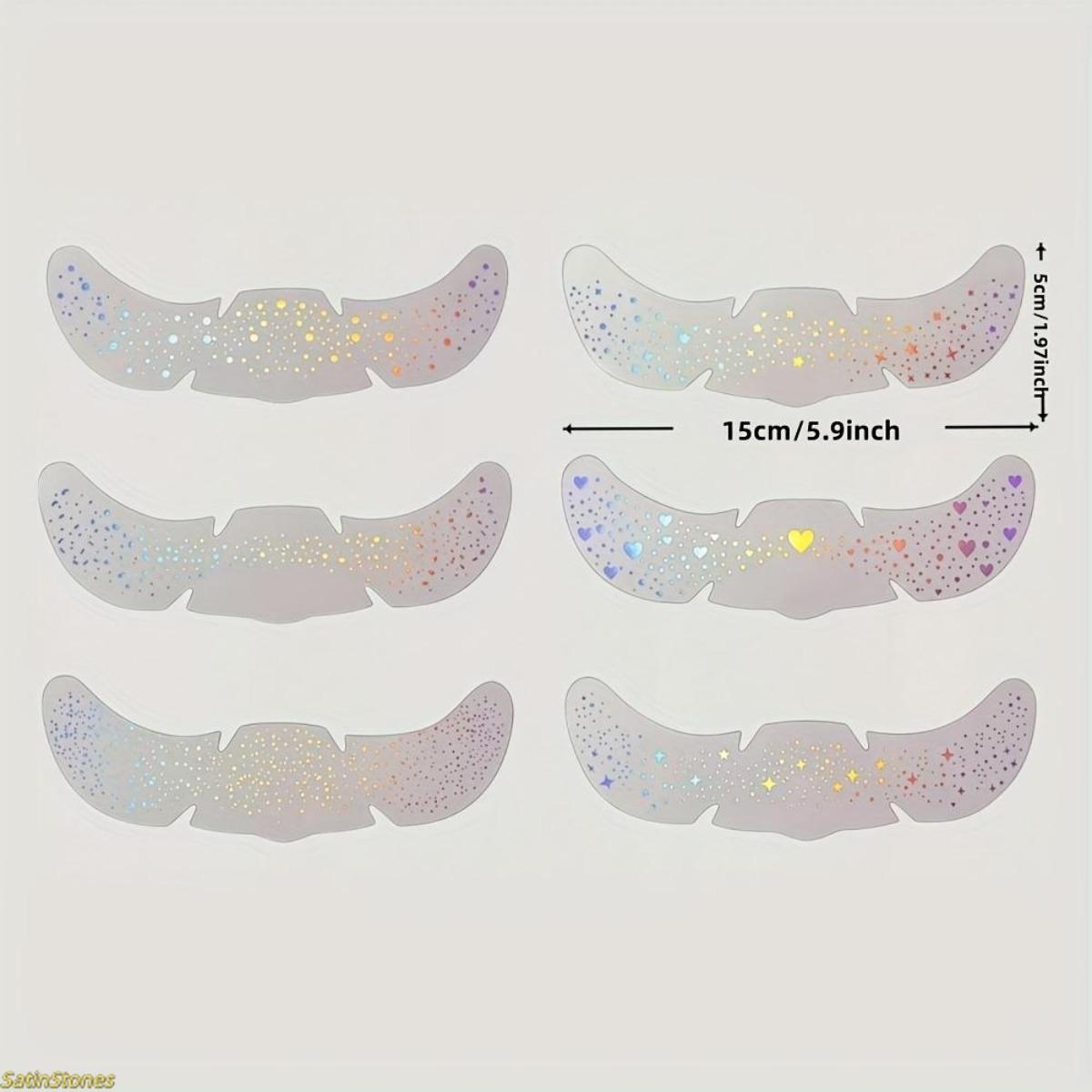 6 Pack Glitter Freckle Stickers, Rainbow Heart Star Pattern Waterproof Temporary Tattoo Decals for Party Holidays Daily Makeup Decoration, Glitter Tattoo