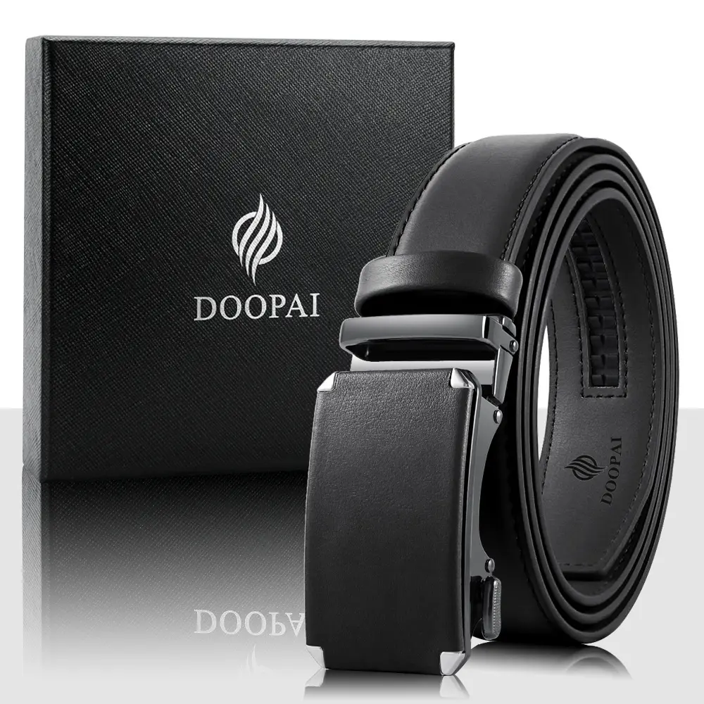 DOOPAI Belt Men, Ratchet Belt Dress Adjustable Leather Belt, With Gift Box 135cm fits maximum 44" Waist Adjustable