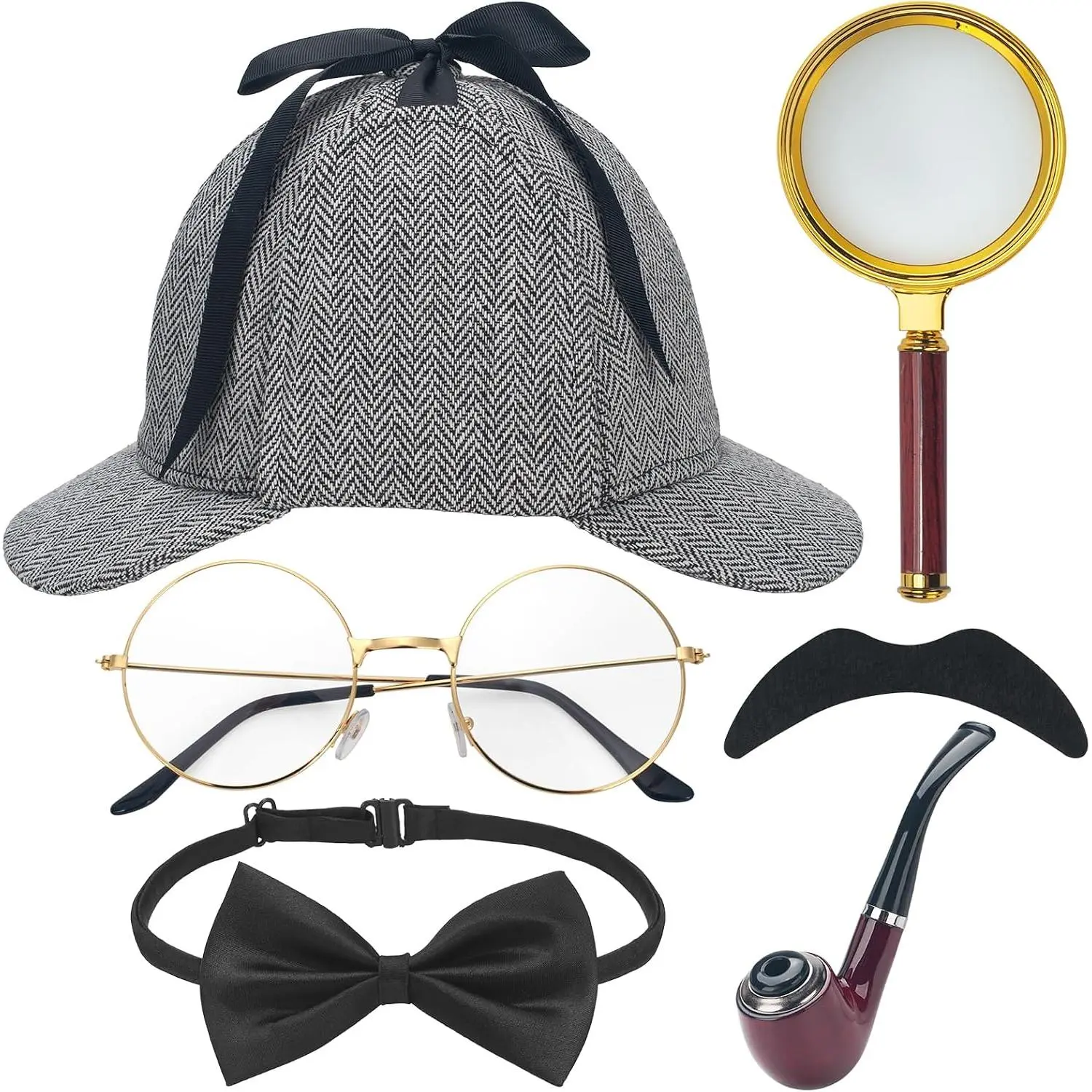 Detective Costume Accessories Set, Detective Hat Dress up Costume for Men Women Halloween  Dress up, Prop