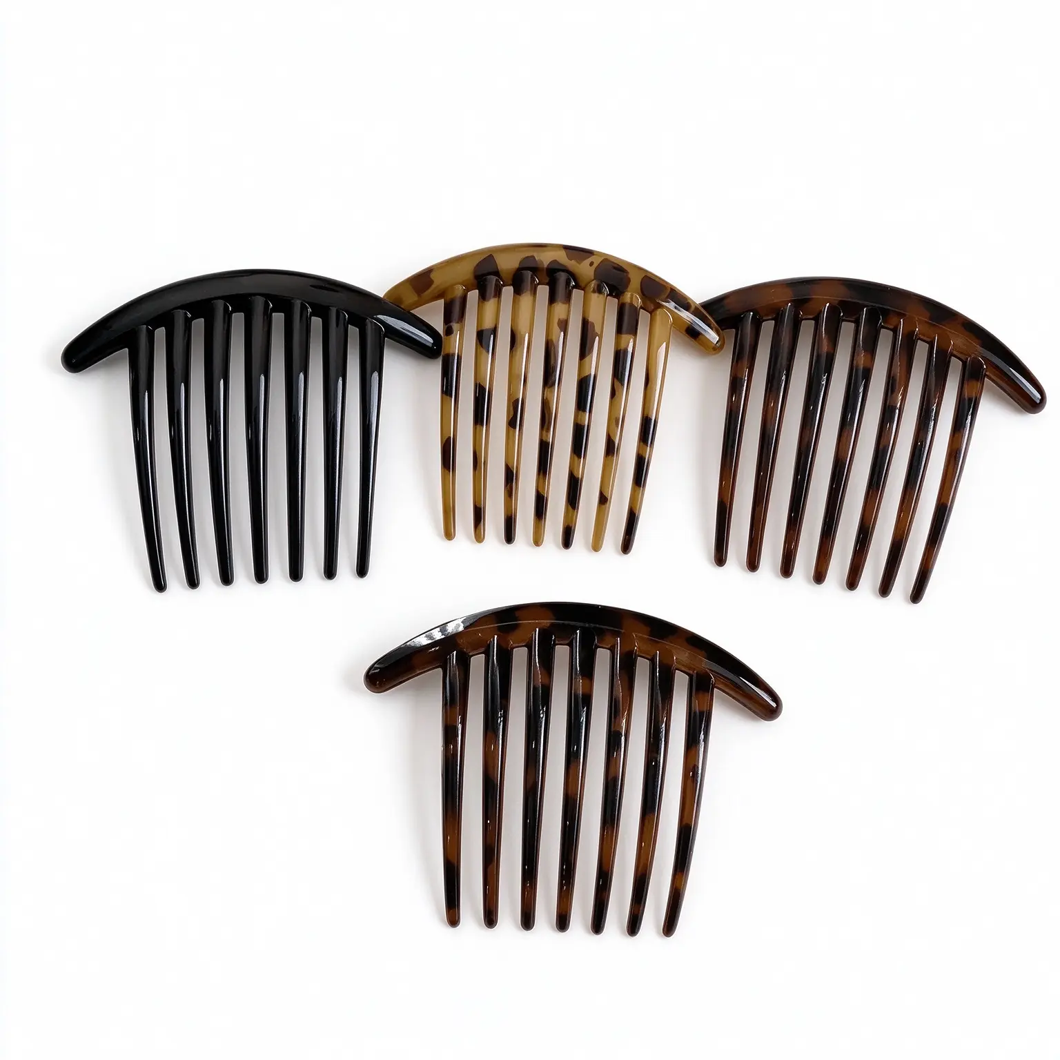 3‑Piece 7‑Tooth French Hair Comb Set, Tortoiseshell Celluloid Decorative Side Hair Clip, Strong‑Grip Non‑Slip Hair Accessory, Suitable For Fine Thick Curly Hair For Daily Styling Party & Casual Occasions