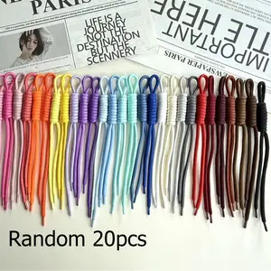 Random 20 Pieces 5mm Colorful Braided Lanyard, Phone Strap, DIY Keychain, Nylon Rope, Handmade Cord, Bag Accessory