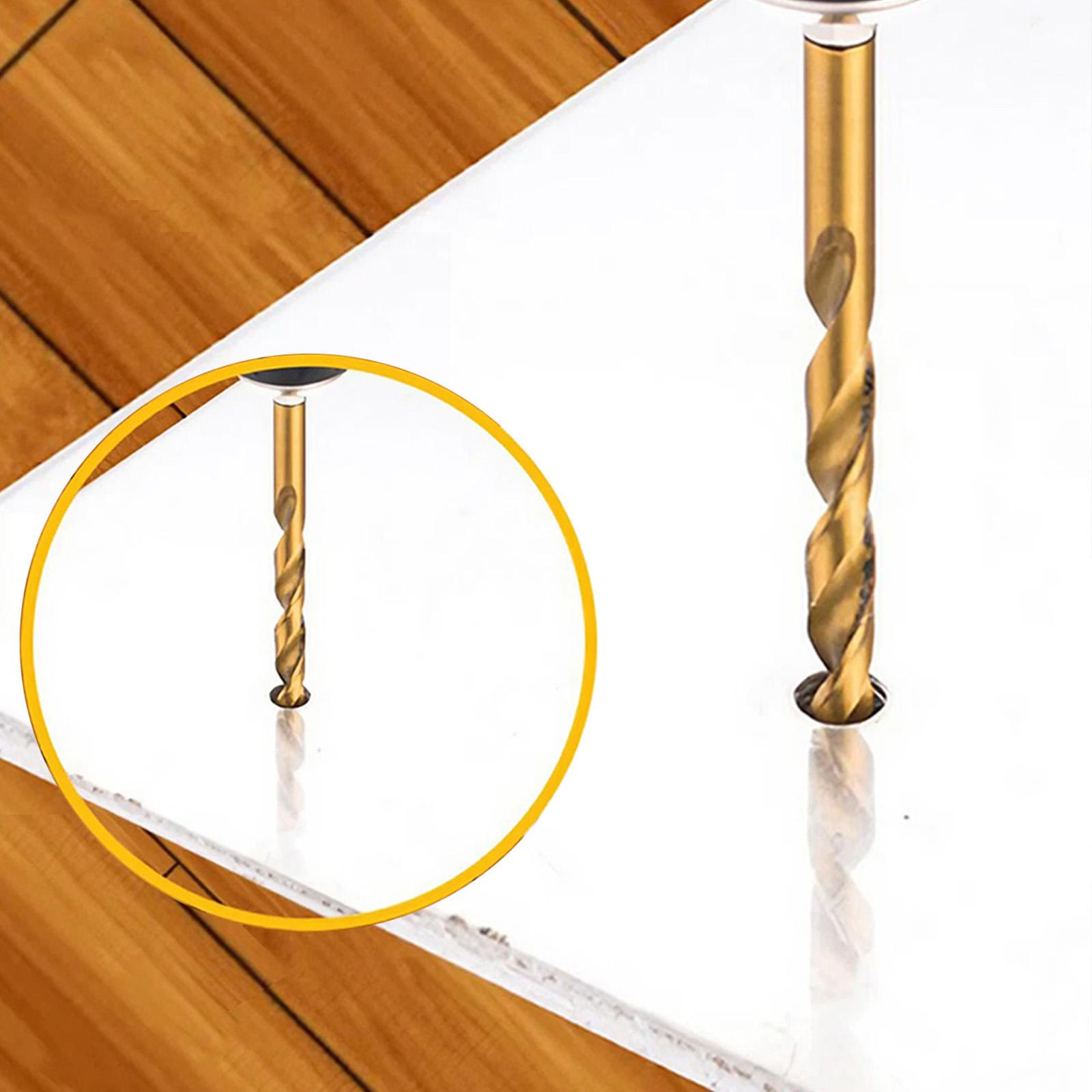 Titanium Coated Twist Drill Bit Set, Hex Shank High Speed Steel Drill Bits 1.5mm-6.5mm Spiral Saw Drill Bit, Quick Change Woodworking Drilling Tool, Gift