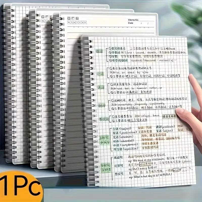 1 A5 grid notebook, Writing Notebook, Spiral Notebooks -80 sheets spiral bound, made of high-quality thick paper, suitable for office, note-taking and planning | meeting agenda, multifunctional tool to meet professional and academic needs.