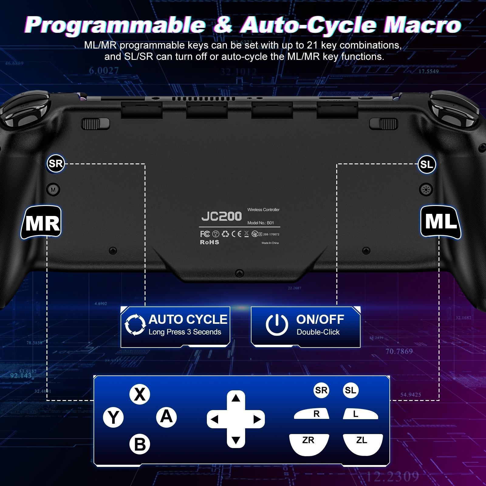 ESYWEN Wireless Ergonomic Switch Controller for Switch OLED with 17 RGB Lights & Programmable ML MR Buttons for Enhanced Gaming