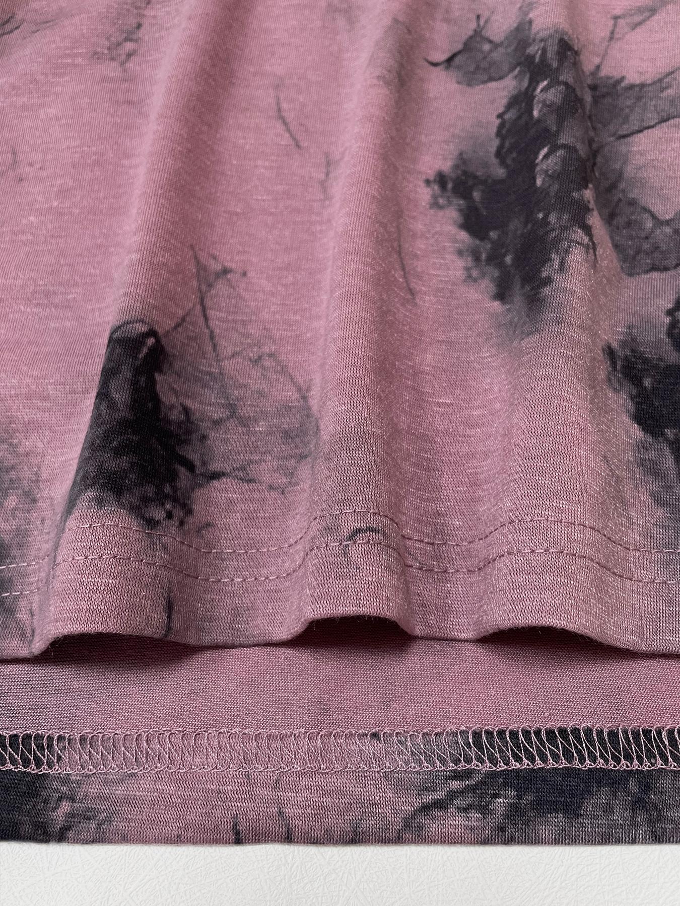 Women's Tie Dye Print Round Neck Tee, Fashion Casual Short Sleeve T-shirt for Daily Wear, Ladies Summer Clothes, Women's T Shirts, Summer Tops, Casual Everyday Wear Clothes for Women, Tshirt, Comfy Fabric, Fit, Womenswear, Casual Loose Tee