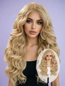 Light Brown 4x6 Lace Front Wig, 24-Inch Natural Water Wave Texture HD Lace Wig. Features a Pre-Plucked Hairline and Glueless Wear—Designed Specifically for Women, Ideal for Daily Use as well as Occasions Such as Music Festivals and Parties.