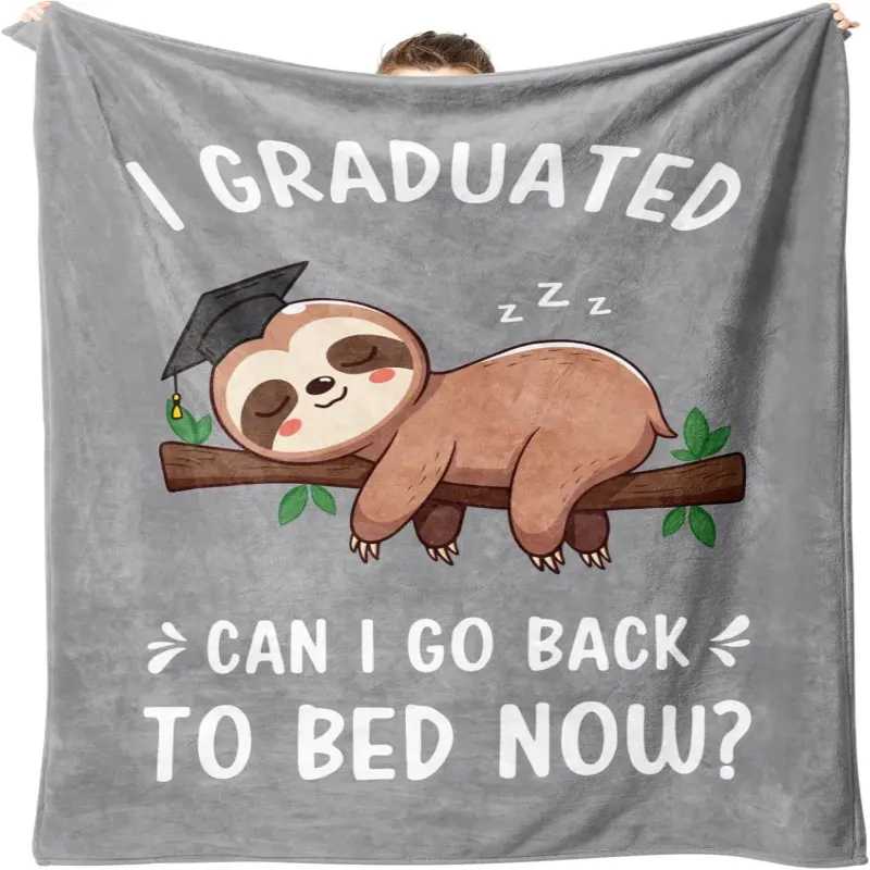 Customized Personalized Photo Blanket, Funny Graduation Gifts for Women, for Her and Him, Practical Gifts |   Graduation Gifts, 2026 Graduation Gifts for Master's Degree, High School, PhD, Sloth Blanket, Graduation Decorations,Vintage,D,Double-sided,Plush