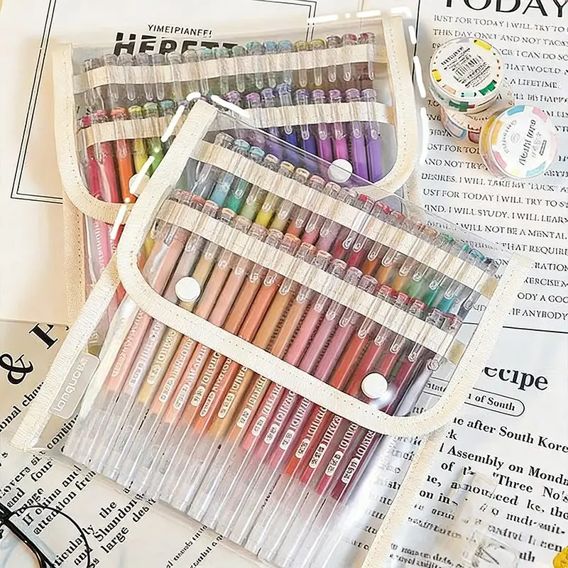 Blue Fruit Notebook Pen Storage Bag, Large Capacity Transparent Art Supplies Case, Japanese Style Drawing Pencil Holder, Simple Design