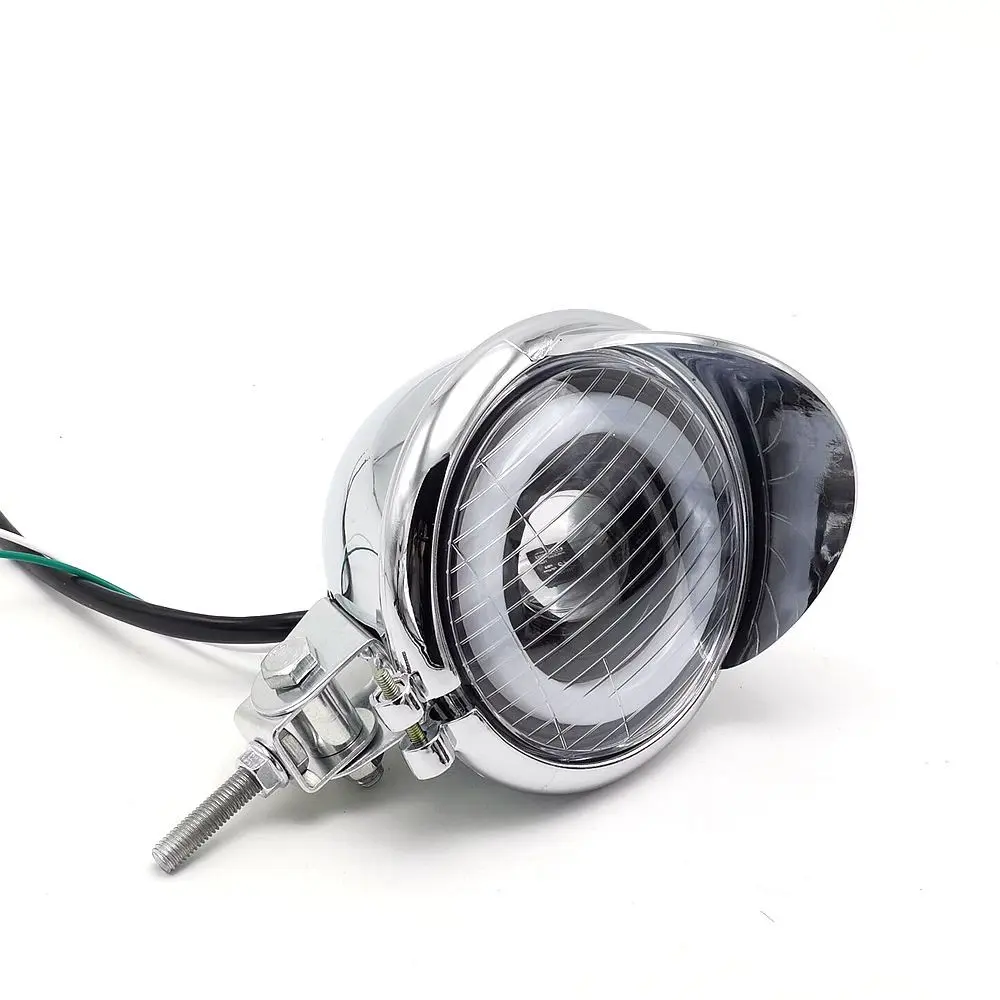 Motorcycle LED Headlights, Universal Angel Eye Fog Light, High/low Beam Spotlights, Coffee Racing Off-Road Bike Lights