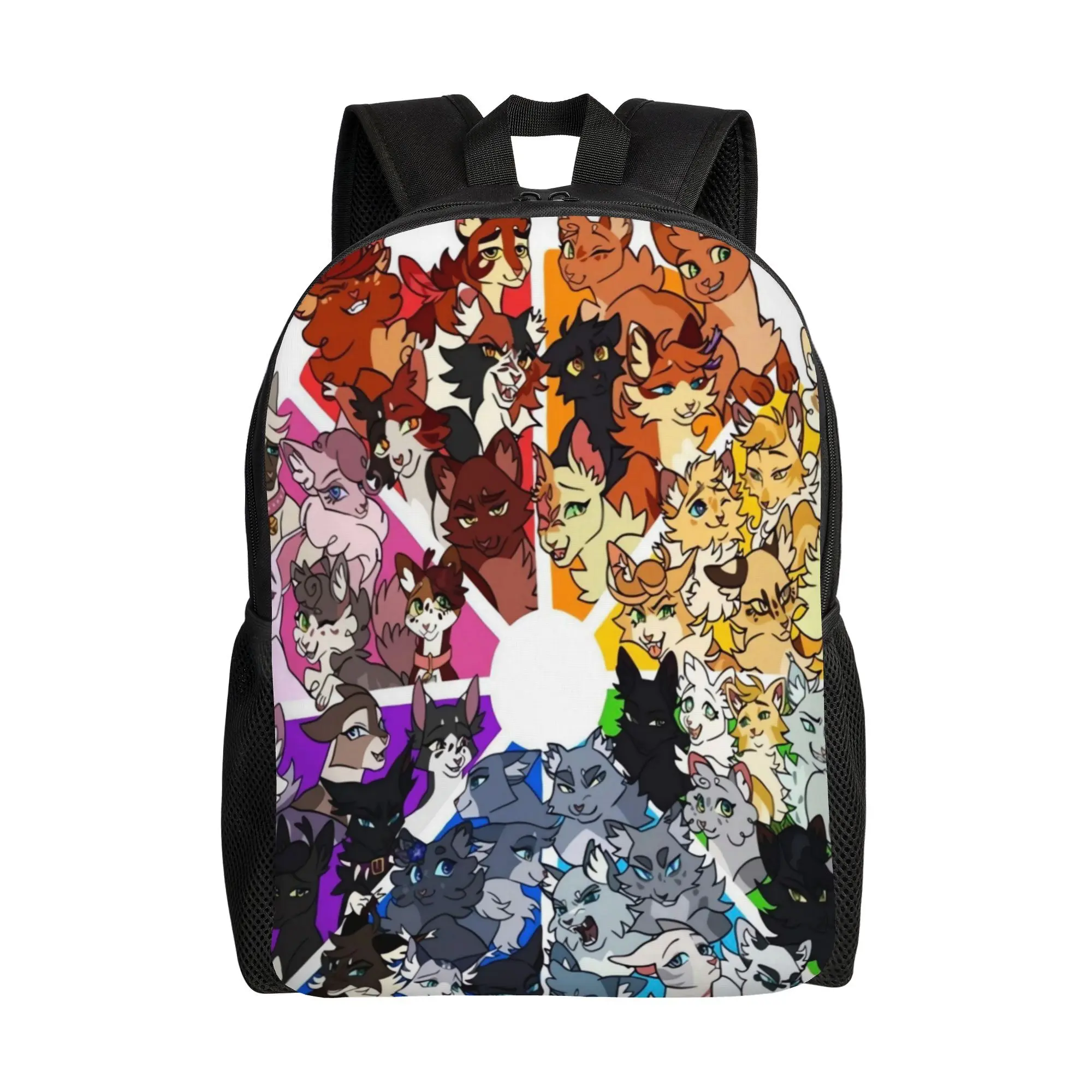 Warrior Cats Color Wheel Straightforward Backpack Design with One Layer Perfect for Those Who Prefer a Light and Easy Everyday Routine