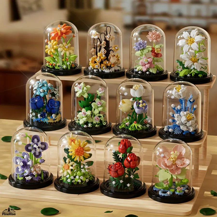 DIY Flower Building Block Set Romantic Desktop Ornament For Proposal Layout Birthday Gifts Indoor Leisure Tabletop Handcraft Home Decoration