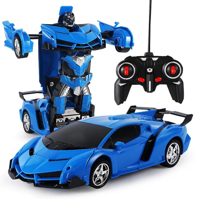 Kids Transforming RC Car Robot Sports Car 2 in 1 Deformation Toy with Remote Control for  Age 3+ 4-7 8-12 boy Robot with Remote Control Rechargeable Alloy Cyber-Truck Transformable Mini Forklift Dual-Tire Drift High-Speed LED Off-Road