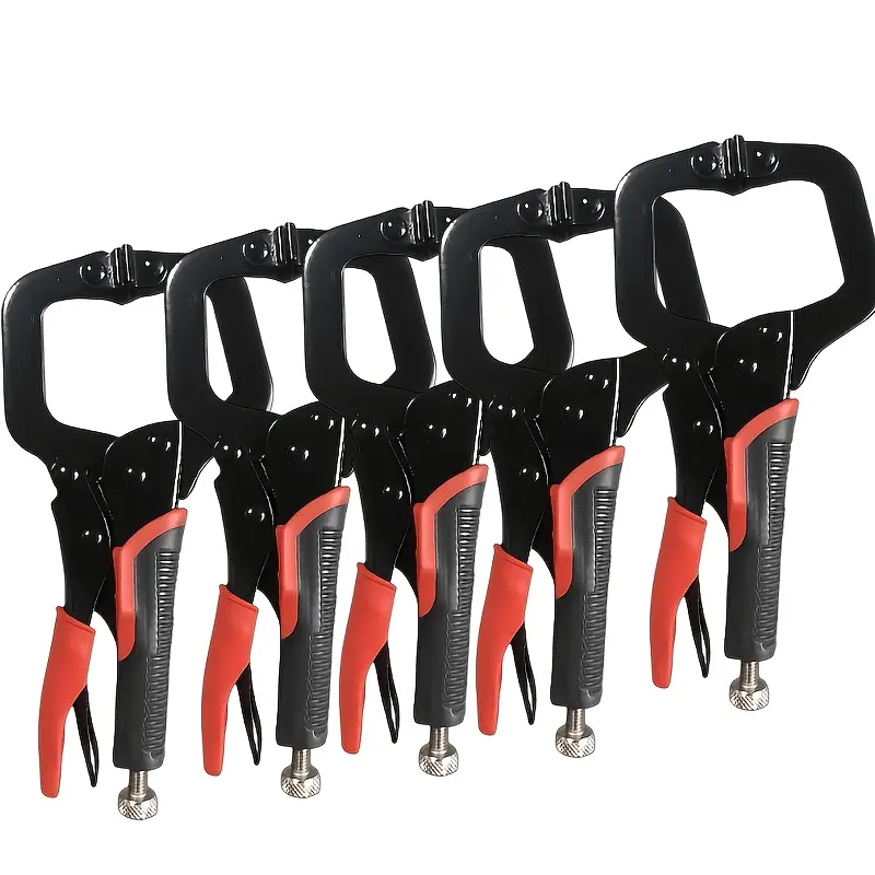 6 Inch 5 - Pack Locking Pliers Non - Slip Handle Adjustable Heavy Duty Swivel Jaw Wide Mouth Welding Clamp Multi - functional Woodworking Industrial Fastening Tool