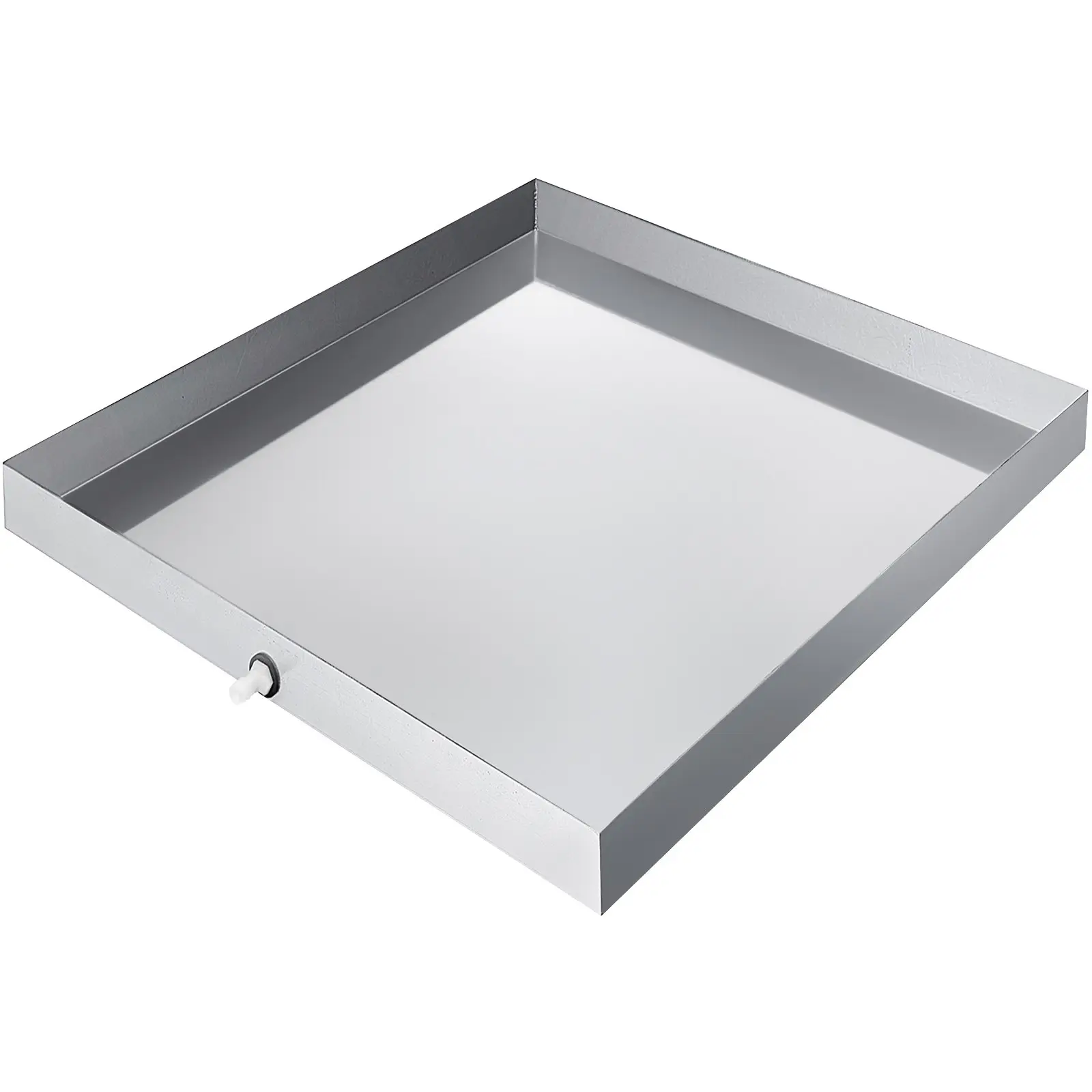 VEVOR 27x 25x 2.5 Inch Washing Machine Pan 304 Stainless Steel Washing Machine Drain Pan 18 GA Thickness Heavy Duty Compact Washer Drip Tray with Drain Hole Hose Adapter