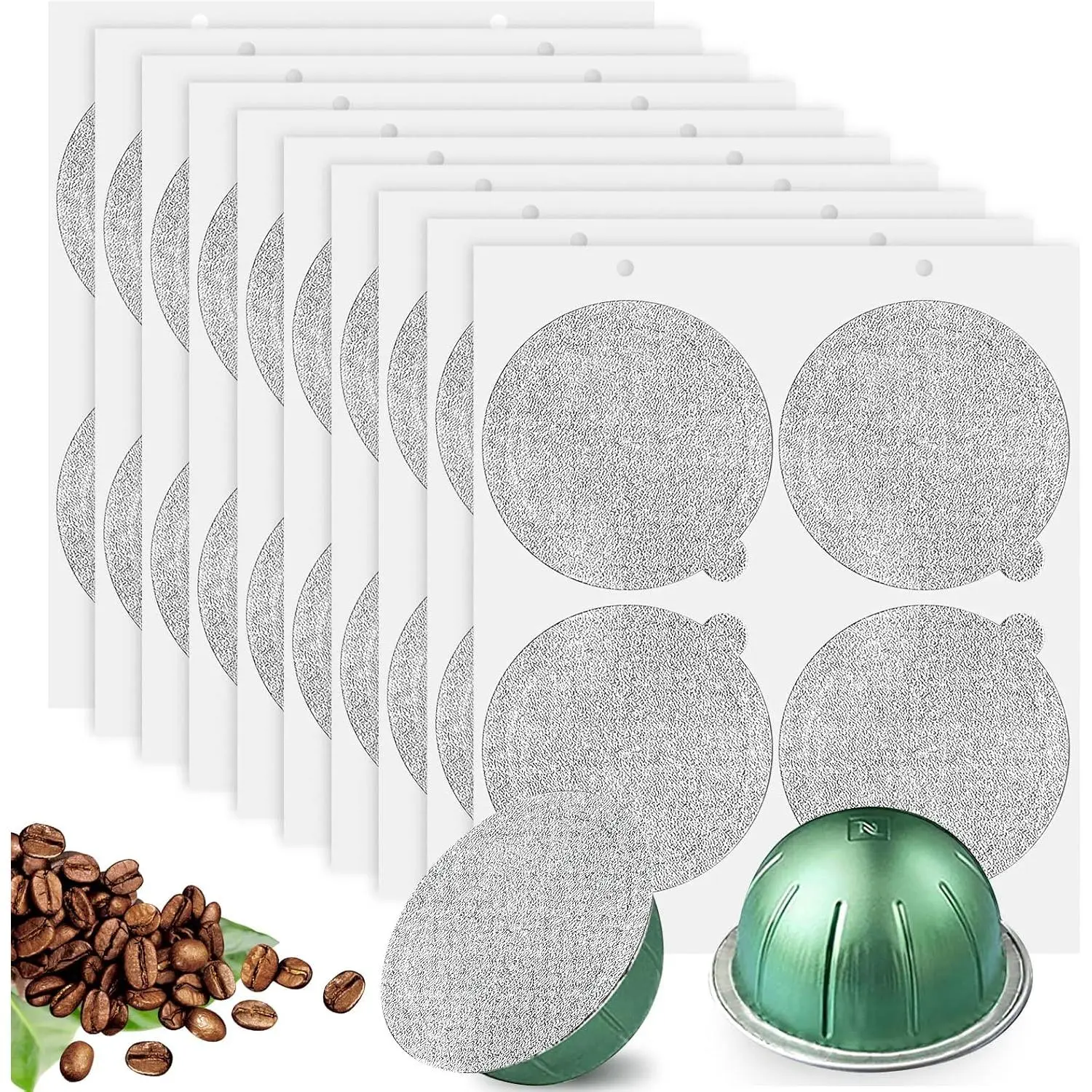 Foils  to Reuse Vertuoline Capsules Coffee Pods and Refillable Pods,Compatible with  VertuoLine Machine, 64mm (100pcs)
