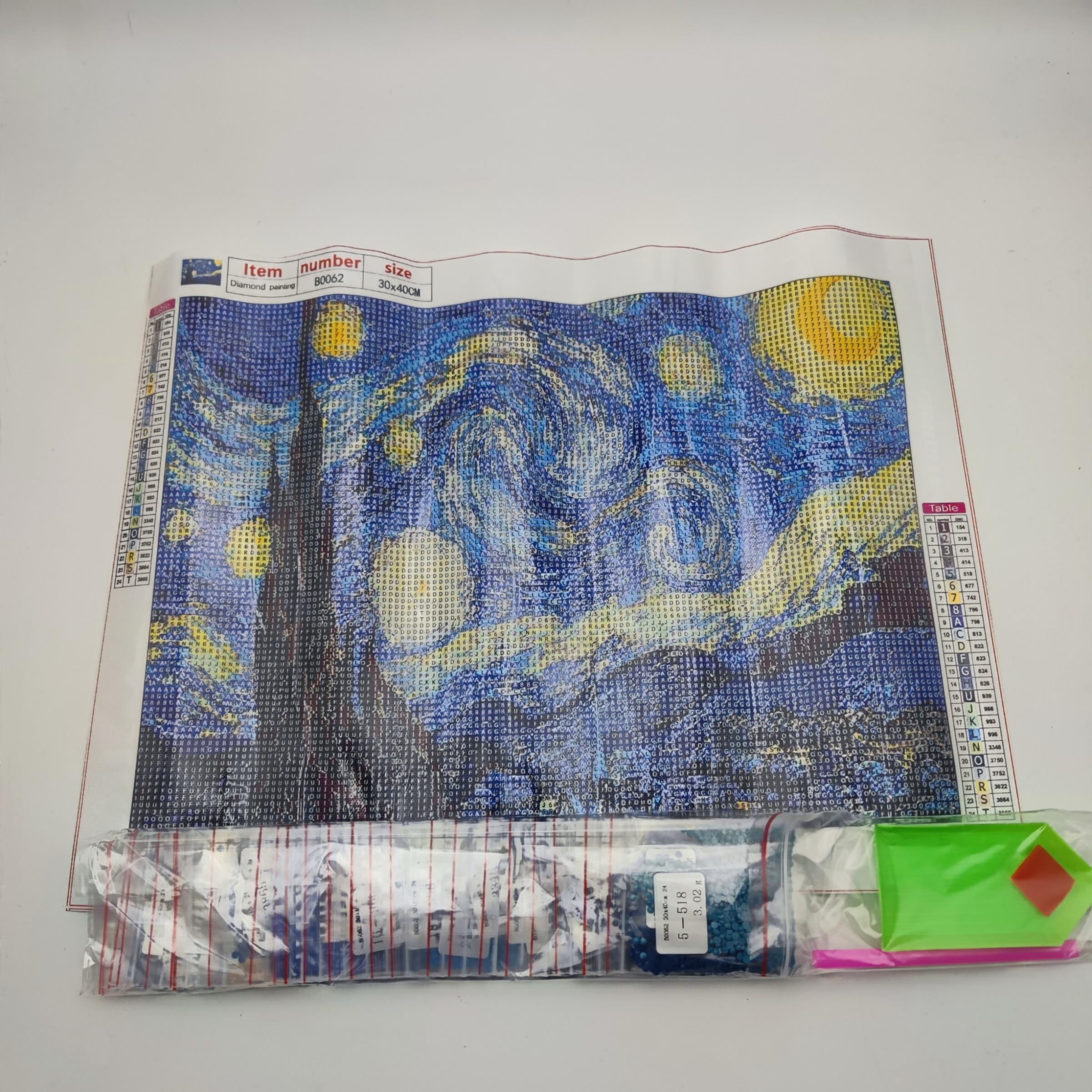 Starry Night Pattern DIY Diamond Arts Colorful Painting Kit without Frame, 1 Set DIY 5D Diamond Arts Colorful Painting Kit, Handmade Home Decor, Handcraft, Handicraft