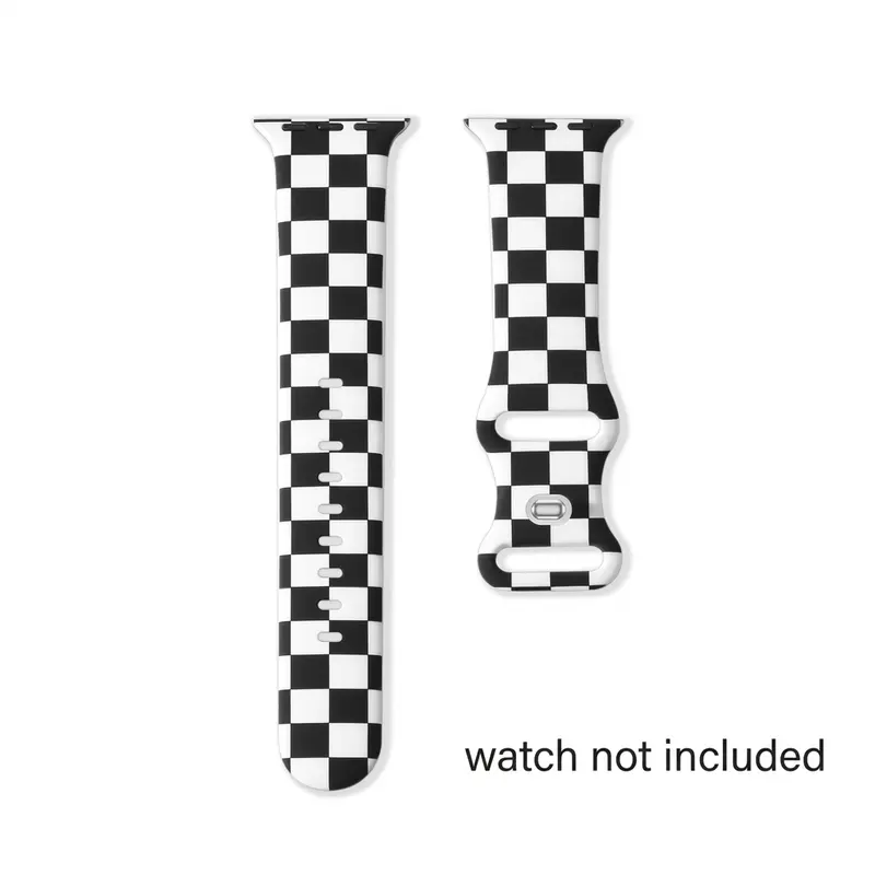 Cute Checkered Watch Band (38mm-45mm), Compatible with Apple Watch, Soft Silicone Replacement Strap, Pin-and-Tuck Closure, Women's Wristband, Wearable Accessories, Smartwatch Accessories (Band Only)