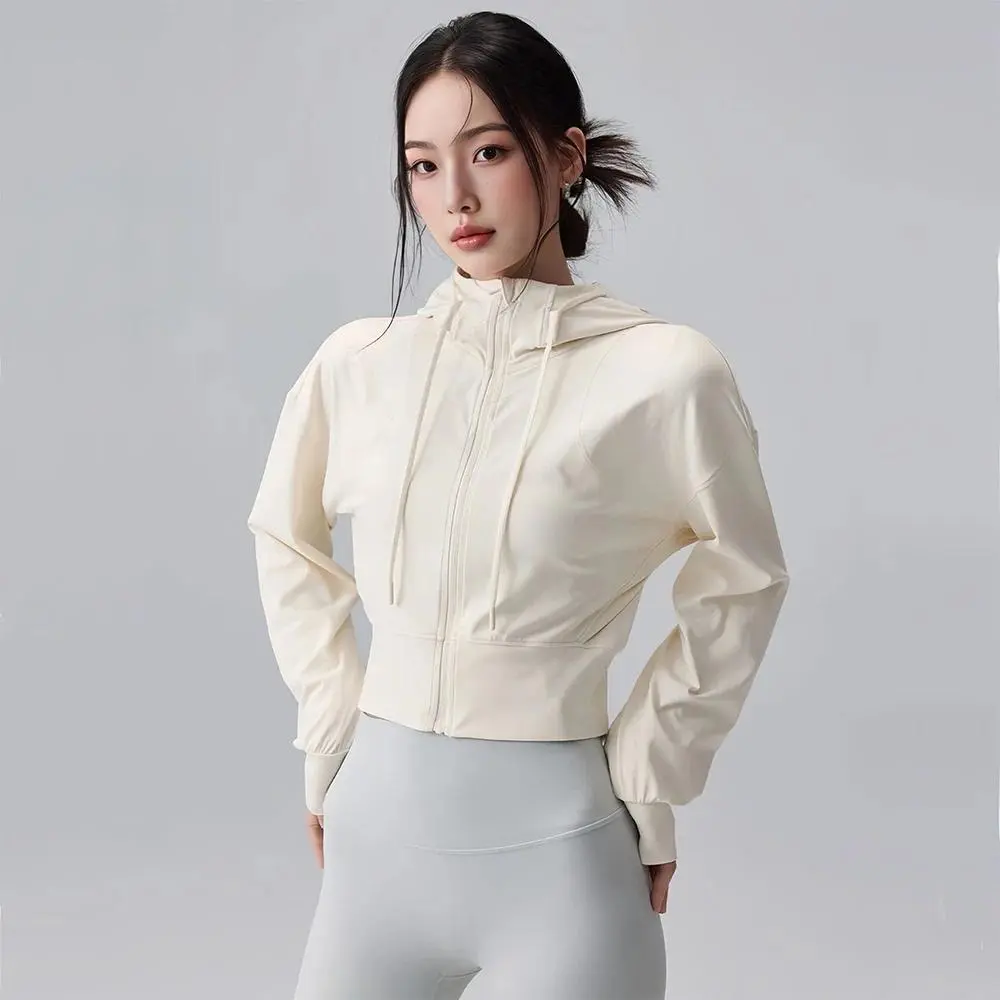 Female Asian Size Hooded Running Jacket - Biking Coat, Yoga Tights, Casual Outdoor Gym Sportswear for Women, All Seasons, S, Hooded Neck, Jacket Top, Cold Wash, Sporty Chic, Outfits