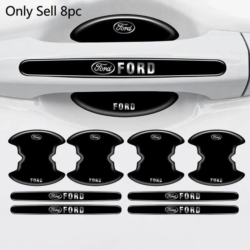 8pc Car Stlying Door Handle Bowl Anti-scratch Protective Stickers Car Styling Decals Automotive Decals For Ford Ranger Focus mk2 S-MAX Mustang Fusion Fiesta Auto Accessories