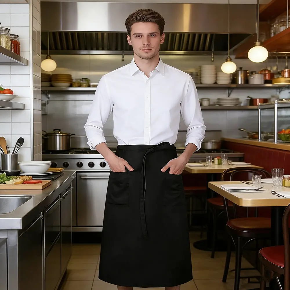 High Quality Adjustable Canvas Apron with Embroidery, Stylish and Durable, Perfect for Kitchen Culinary Use, Essential Cooking Gear