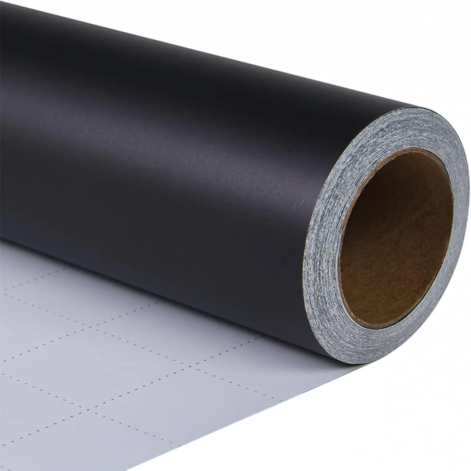Matte Black Non-Glossy Wrapping Paper Roll - 100 gsm Composite Paper with Cut Lines, Extra Durability, Modern Design - 17.5 in x 33 ft (48 sq. ft) Easy-Cut Office Gift Wrap for Graduation, Christmas