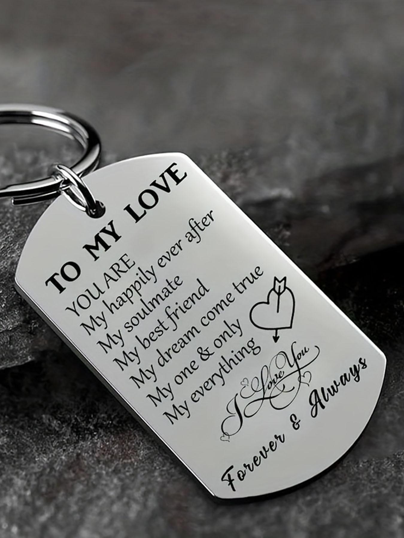 Stainless Steel Keychain, Personalized Concise Letter Pattern Metal Keychain for Men & Women, Trendy All-match & Exquisite Keychain for Birthday Gift