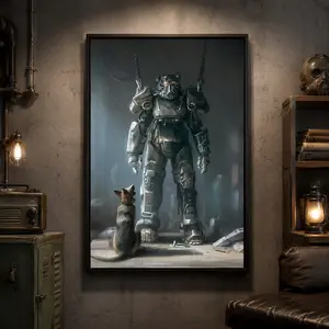 Fallout 4 Classic Game Poster, Fallout 4 With Dog Video Game Posters, Canvas Wall Art Print, Retro Gaming Room Decor, Post Apocalyptic Sci Fi Poster for Bedroom Dorm Office Man Cave, Gift for Video Game Fans