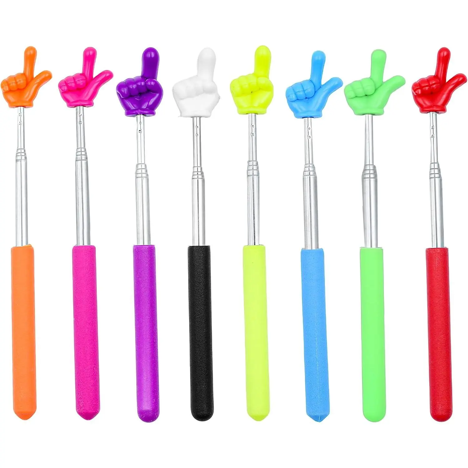 8 count Telescopic Teachers Pointer, Mini Pointer Finger Stick for Classroom, Retractable Hand Pointer for School Presentations(8 Colors)