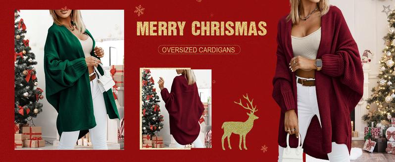Oversized Cardigans for Women Fall 2025 Trendy Open Front Batwing Sleeve Long Cardigan Sweaters