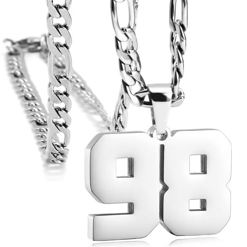 Hot Selling Number Necklaces for Men, Athletes Stainless Steel Sport Number Pendant Chain for Baseball/Basketball/Football Team Inspiration Jewelry Accessory