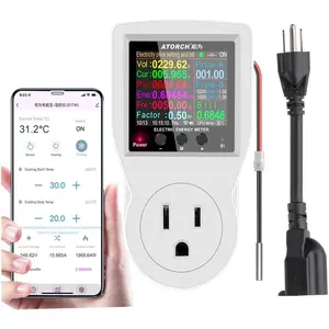 AC WiFi Watt Meter Plug-in US Socket Power Meter, Electricity Bill Statistics, Temperature Control, Backlit Large Color Display, Overload Protection Voltage AMP Tester, Electrical Energy Monitor Timer