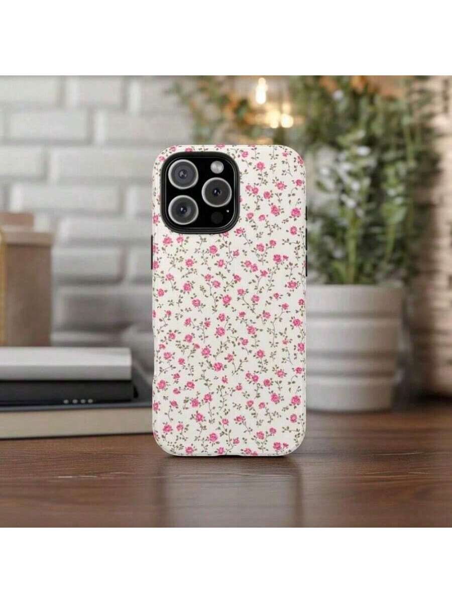 Floral Pattern Film Mobile Phone Case Is Suitable For IPhone 16/15/14/13/12 Pro Max 14 15 16 Plus 11 Thickened Double-Layer TPU + PC Material 2-In-1 Shockproof And Drop-Proof Protective Case, Providing Strong Protection,Suitable For IPhone 17 Air