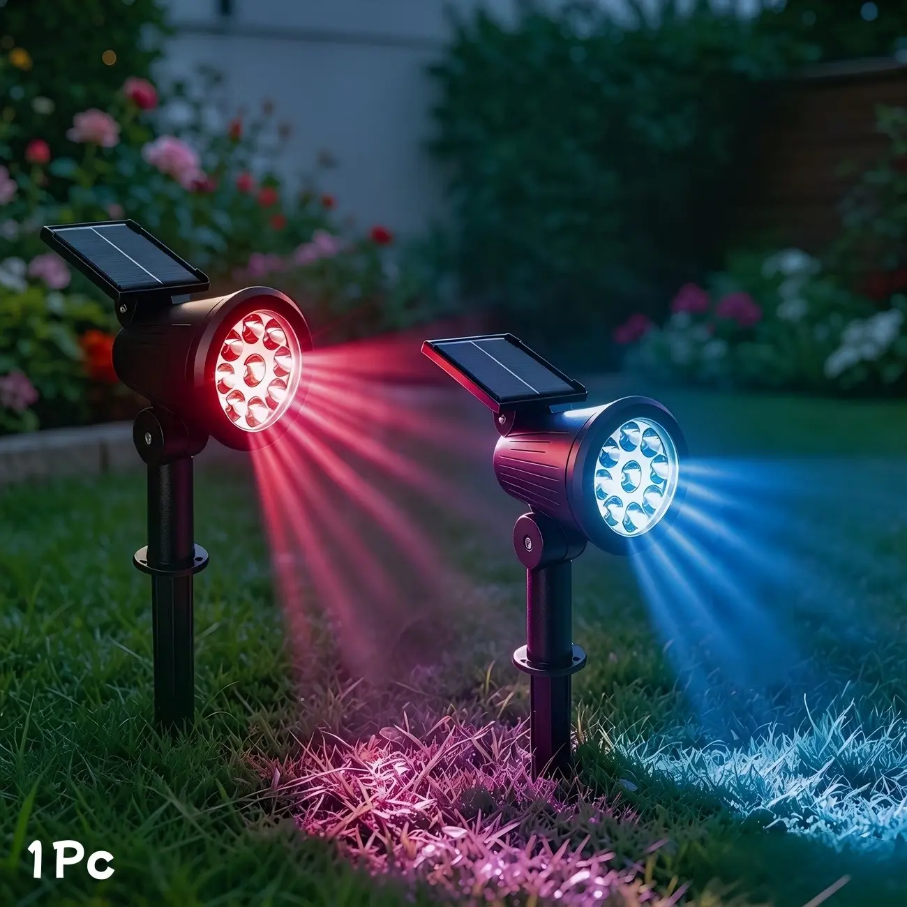 Solar Outdoor Landscape Light, Warm/cool LED Effects, Wall/ground Mounting Options, Adjustable Angle, Ideal for Garden, Pathway, Street Decor