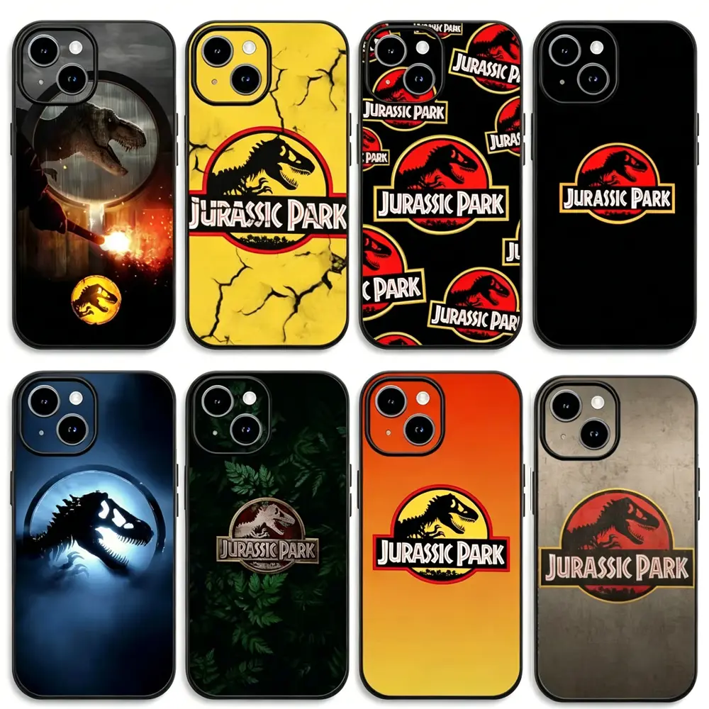 Funda J-Jurassic Park Dinosaur World Phone Case for iPhone 17 Pro Max Air 16 Pro 15 14 Plus 13 12 11 Black Frosted Soft Shell