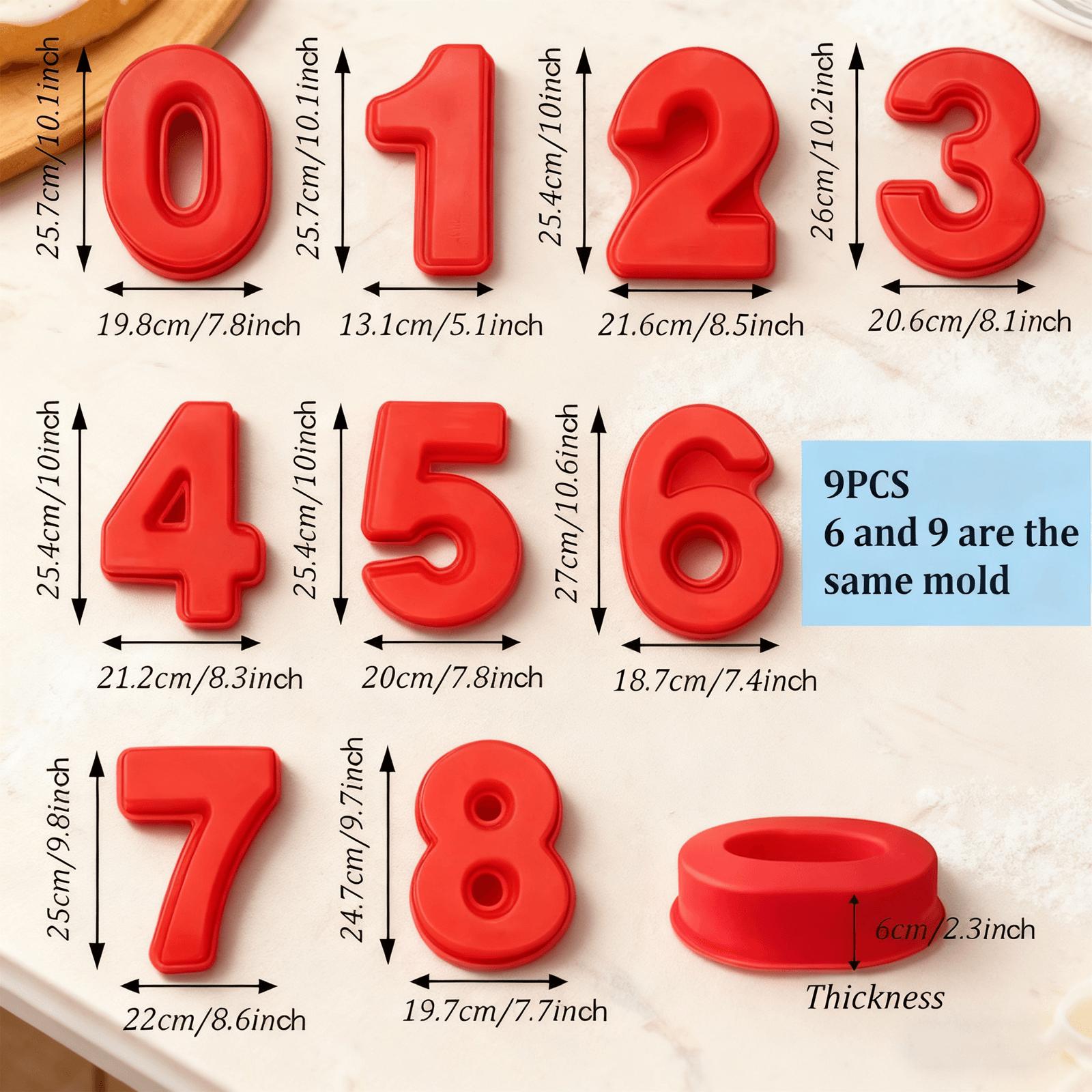 For Birthdays, Baking & Dessert Making, Number Baking Mold Solution, 0-8 Number Shape Silicone Molds, Easy Release Reusable, Effortlessly Handle Birthday Number Dessert Baking, 9 Pack