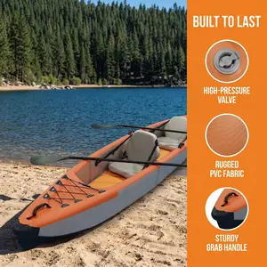 Inflatable Kayak 2 Person, Heavy Duty High Pressure Raft Boat, Portable Drift Canoe for Fishing, Camping, River & Lake#SummerVibes