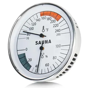 2 in 1 Sauna Thermometer Fahrenheit,  Sauna Temperature Gauge for Sauna Rooms  Steam Sauna Accessories, Temperature Range 70-250°F, Humidity Range 0-