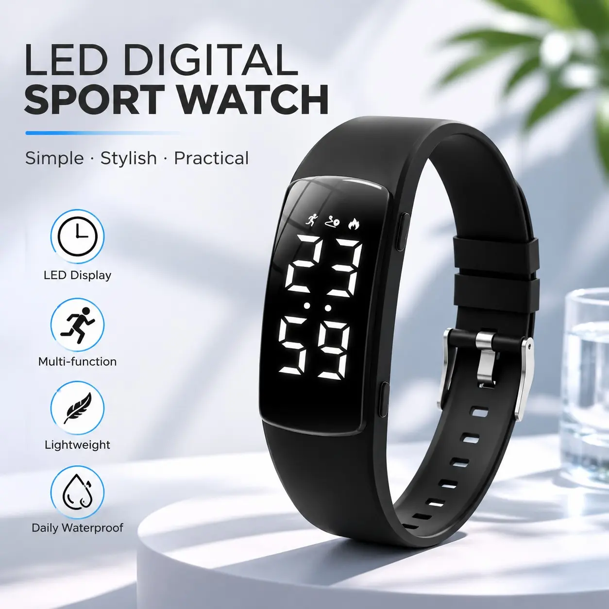2026 New Men's and Women's Waterproof Watch: Large Luminous Display, Silent Vibration Alarm, Step Counter, Timer, Calorie Counter, Countdown/Count-up Timer, and Exercise History Tracking—the perfect choice for active lifestyles