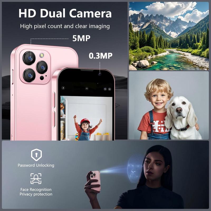 Pocket Smartphone, 3-Inch Full-Screen Display, Mtk6580 Quad-Core Processor, Dual Sim Global Network, 2GB+16GB Memory, Ai Camera, Type-C