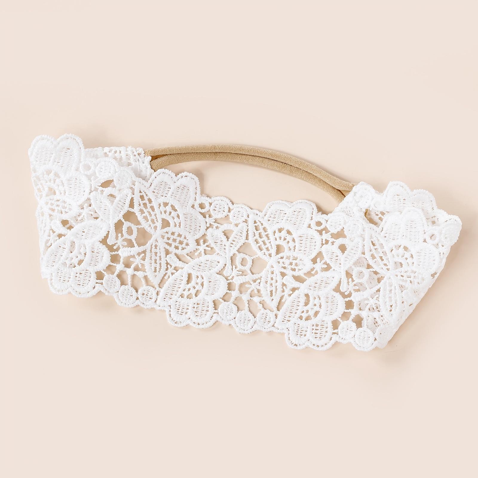 3 White Embroidered Baby Headbands, Deli