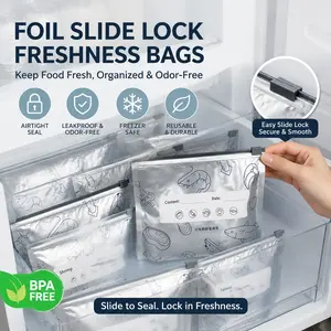 TikTok Viral Kitchen Must-Have – Reusable Aluminum Foil Slider Storage Bags, Airtight Leakproof Food Fresh-Keeping Bags