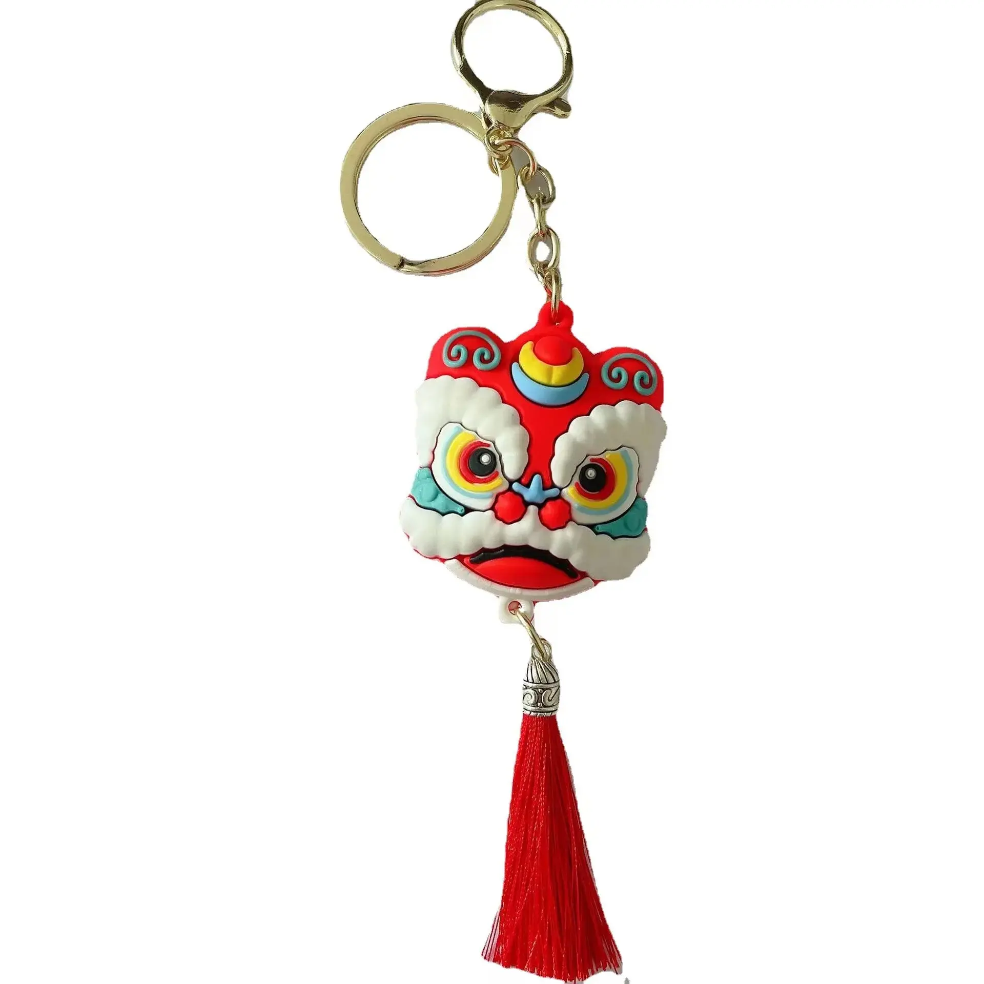 Chinese Lion Dance Keychain, Cute Plush Lion Bag Charm, Lunar New Year Lion Dance Keyring, Mascot Key Chain for Car, Traditional Lion Dance Pendant, Lucky Plush Keychain for Backpack, New Year Gift, Cute Lion Toy Keyring